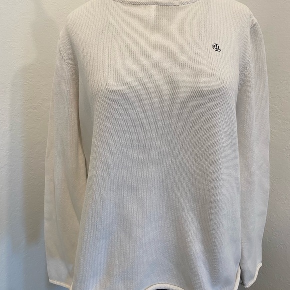 Vintage Lauren Ralph Lauren White Knit Sweater Size Medium - Picture 3 of 4